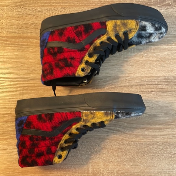 VANS Colorful SK8-HI Platform Fuzzy Leopard Sneakers men 8 women’s 9.5 high top - Picture 11 of 11